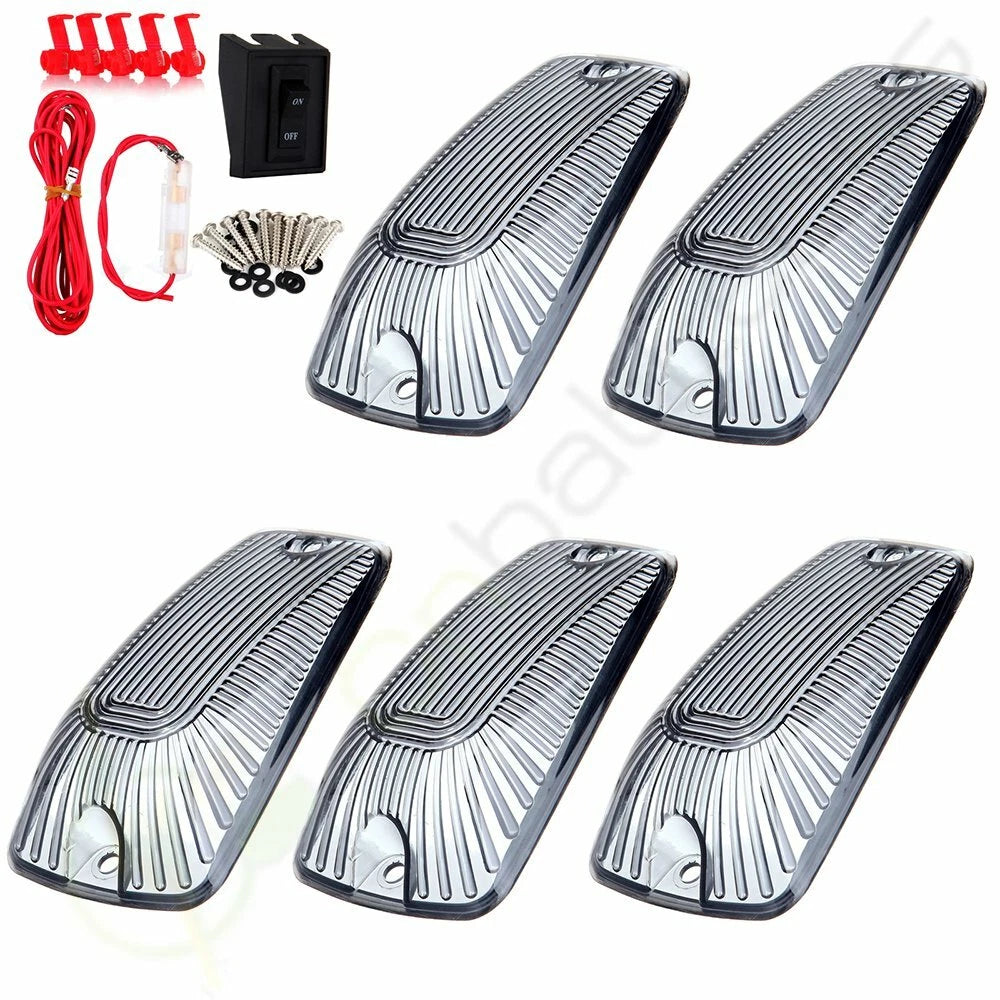 5x Cab Marker Roof Light Smoke 264159BK + Wiring Kit for GMC Chevy K1500-K3500 (1999–2007)