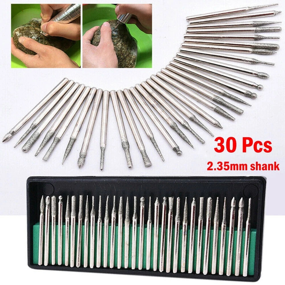 30pcs Diamond Bur Shank 2.35mm for Electric Grinder