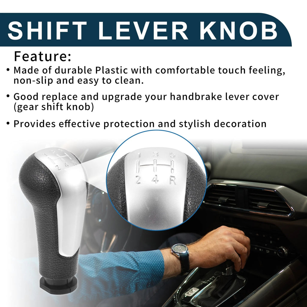 5 Speed Manual Gear Shifter Knob for Chevrolet Spark (2013–2022) Black Silver Tone