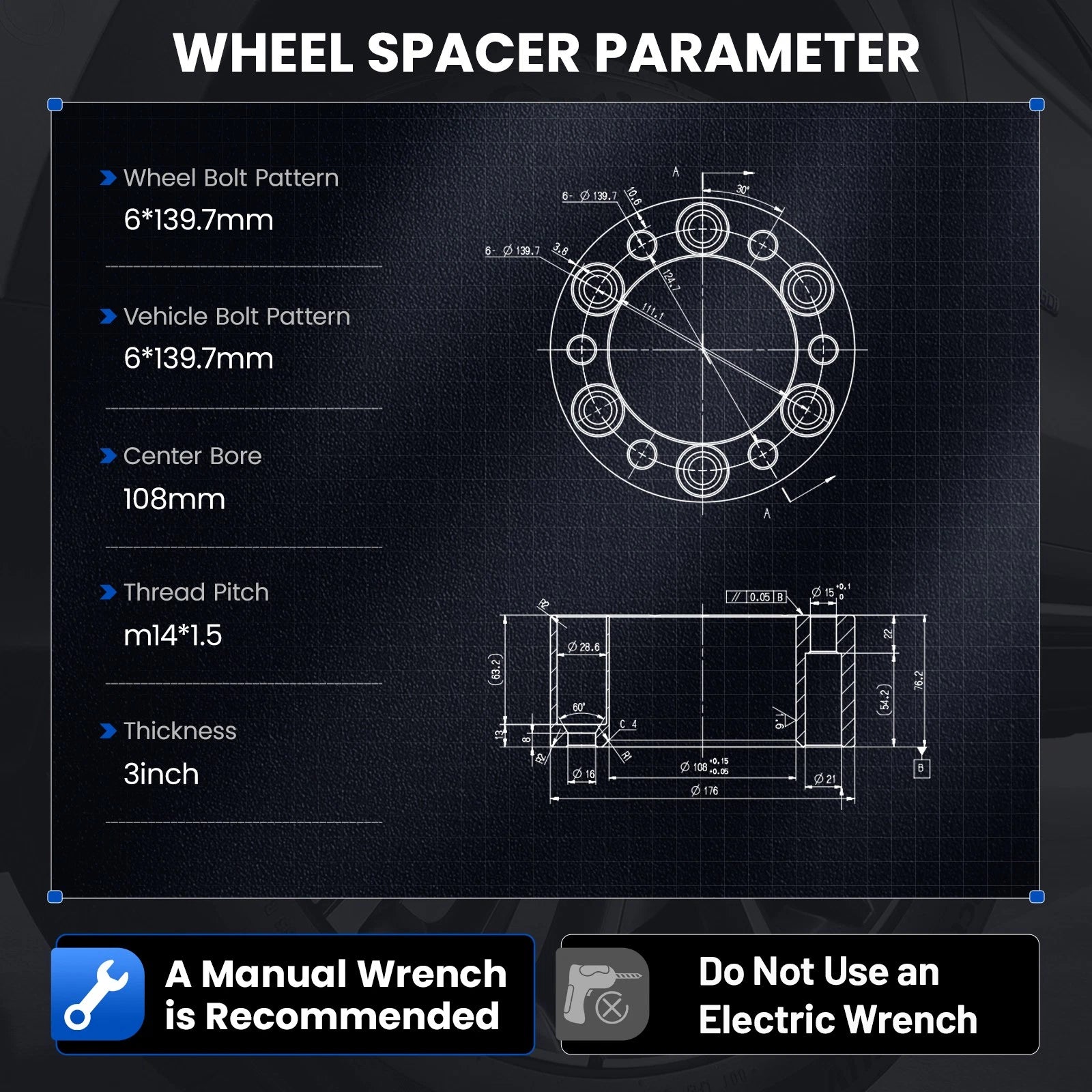 2X 3" Wheel Spacers for Chevrolet Express 2500 (2002-2019)