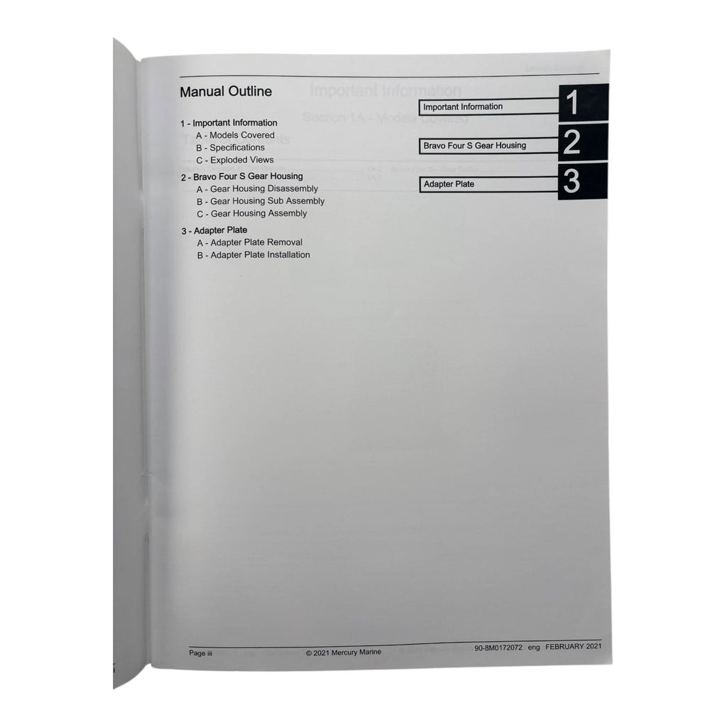 Service Manual for Mercury Bravo Four S (2021) 90-8M0172072