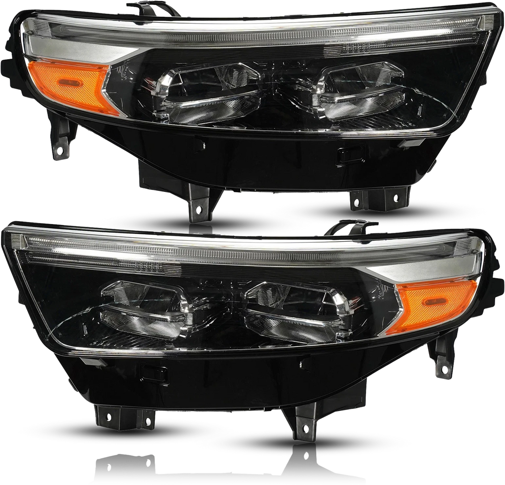 Full LED Headlight Pair for Ford Explorer (2020–2024) w/o Module, DRL, Chrome