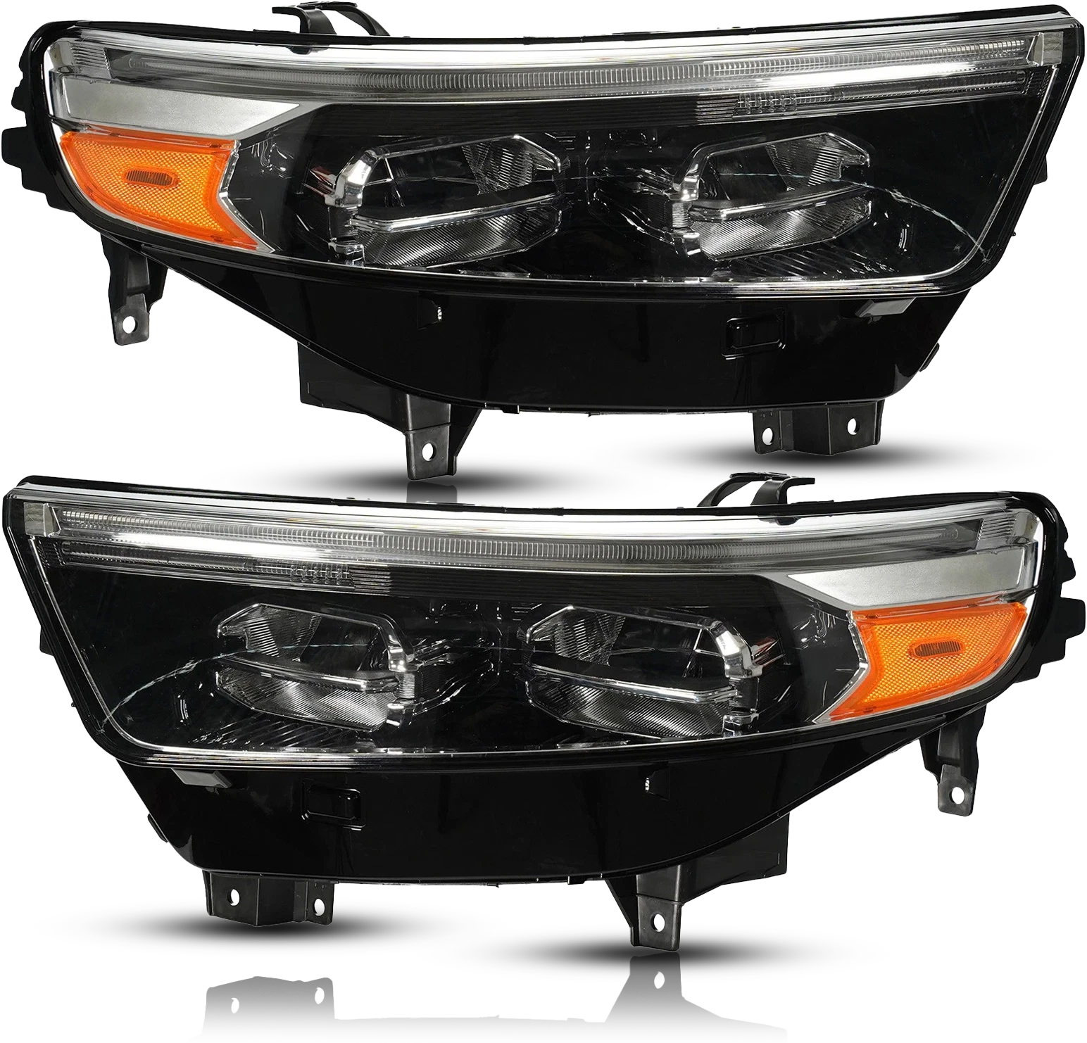 Full LED Headlight Pair for Ford Explorer (2020–2024) w/o Module, DRL, Chrome