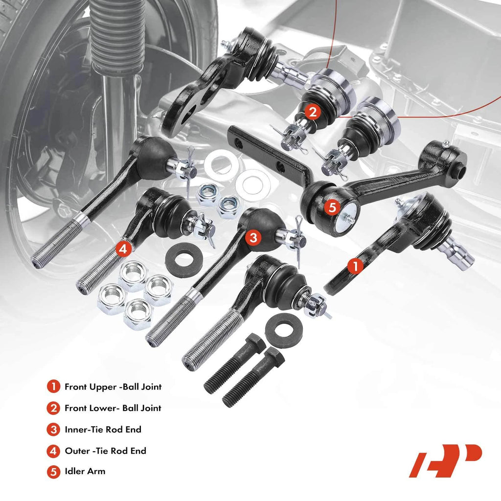 Set of 9 Idler Arm Ball Joints & Tie Rod Ends for Ford Crown Victoria (1992–2011)
