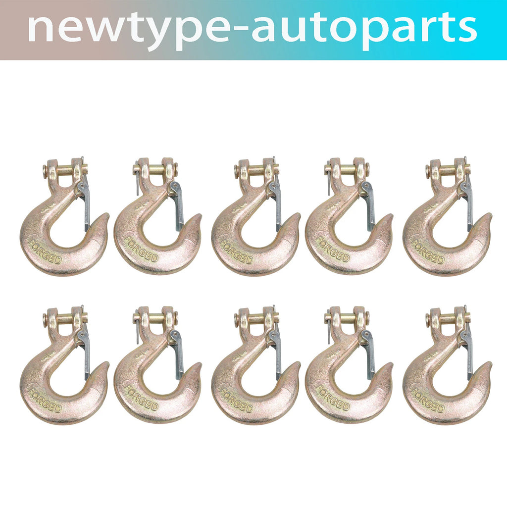 10Pcs Clevis Slip Hook 3/8" for G70 (Heavy Duty, Safety Latch)