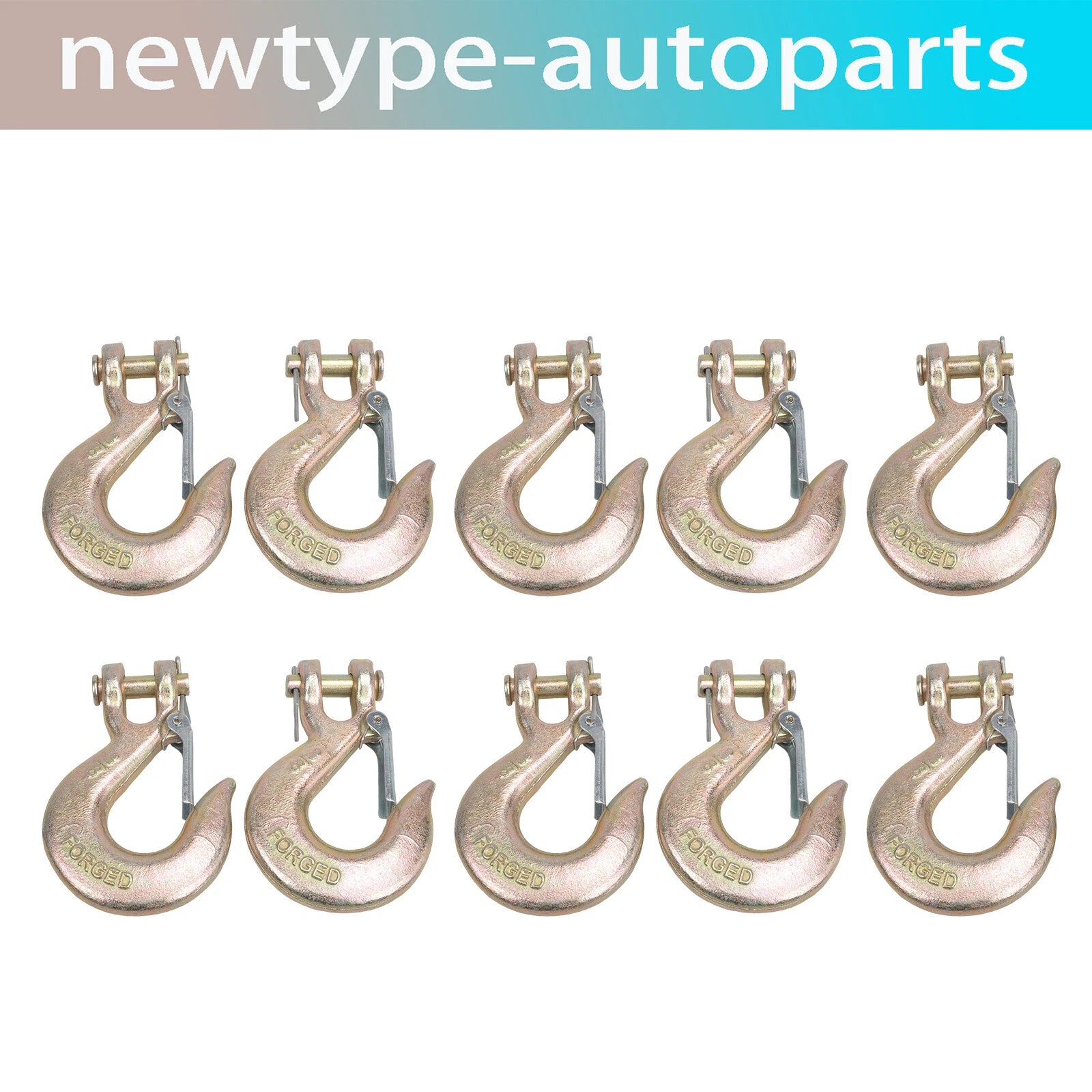 10Pcs Clevis Slip Hook 3/8" for G70 (Heavy Duty, Safety Latch)