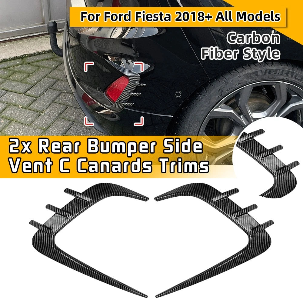 Tape-On Rear Bumper Side Vent Canards Trims for Ford Fiesta (2018)