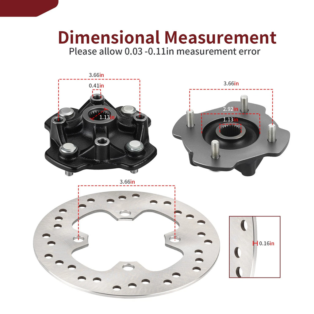 Front Left Right Wheel Hub w/ Brake Disc for Honda Foreman 500 (2014–2019)
