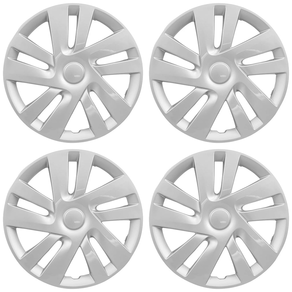 15' 10 Spoke Spring Steel Clip Silver Wheel Cover Hubcaps - XIEUH521