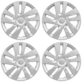15' 10 Spoke Spring Steel Clip Silver Wheel Cover Hubcaps - XIEUH521