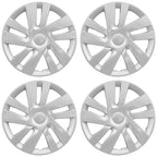 15' 10 Spoke Spring Steel Clip Silver Wheel Cover Hubcaps - XIEUH521