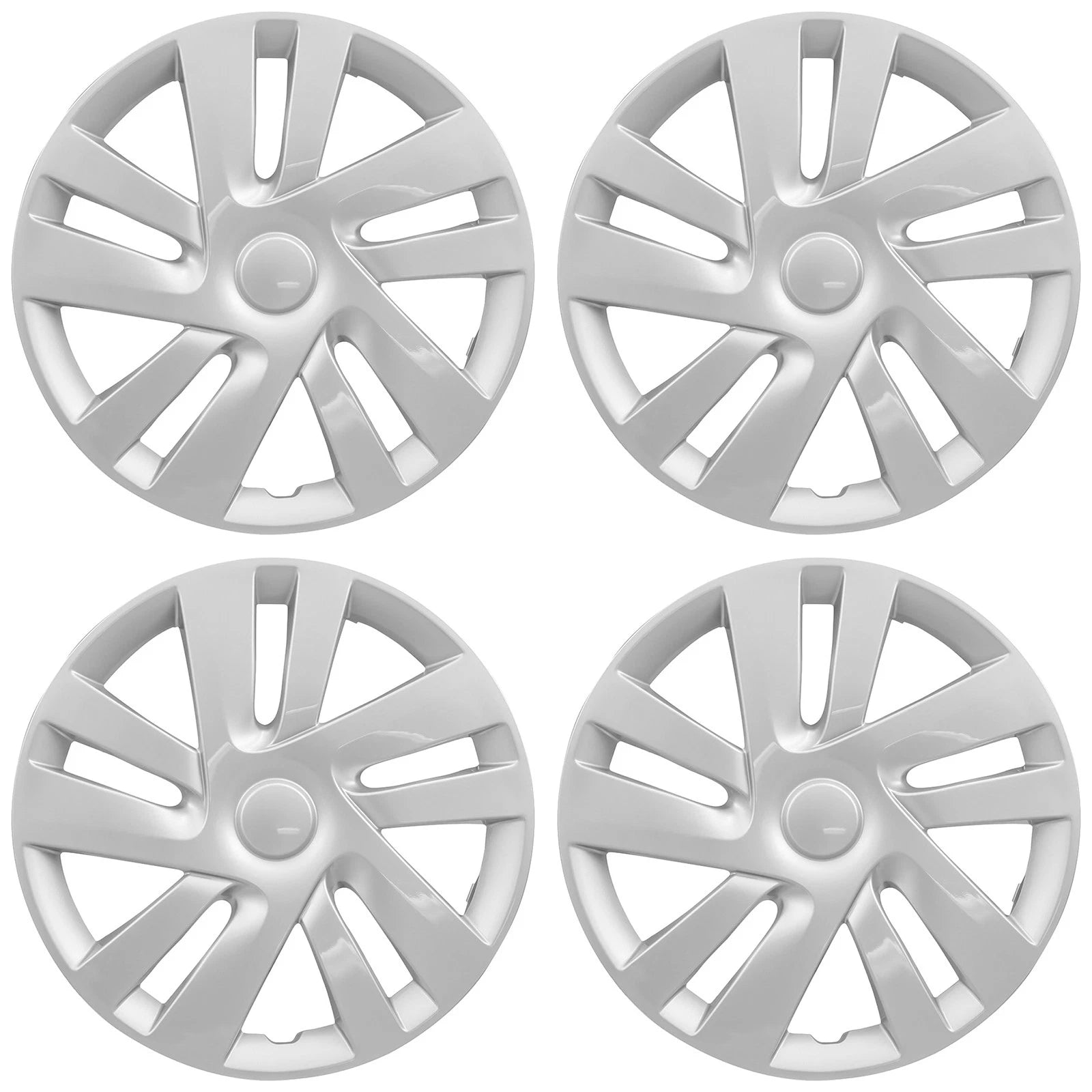 15' 10 Spoke Spring Steel Clip Silver Wheel Cover Hubcaps - XIEUH521