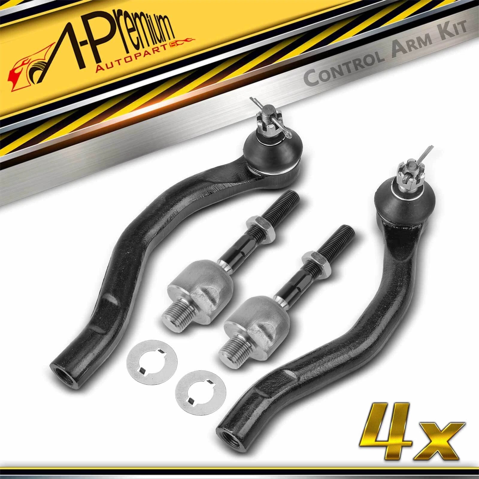 Set of 4 Inner & Outer Tie Rod Ends for Honda Accord (2003–2007) Acura TSX (2004–2008)