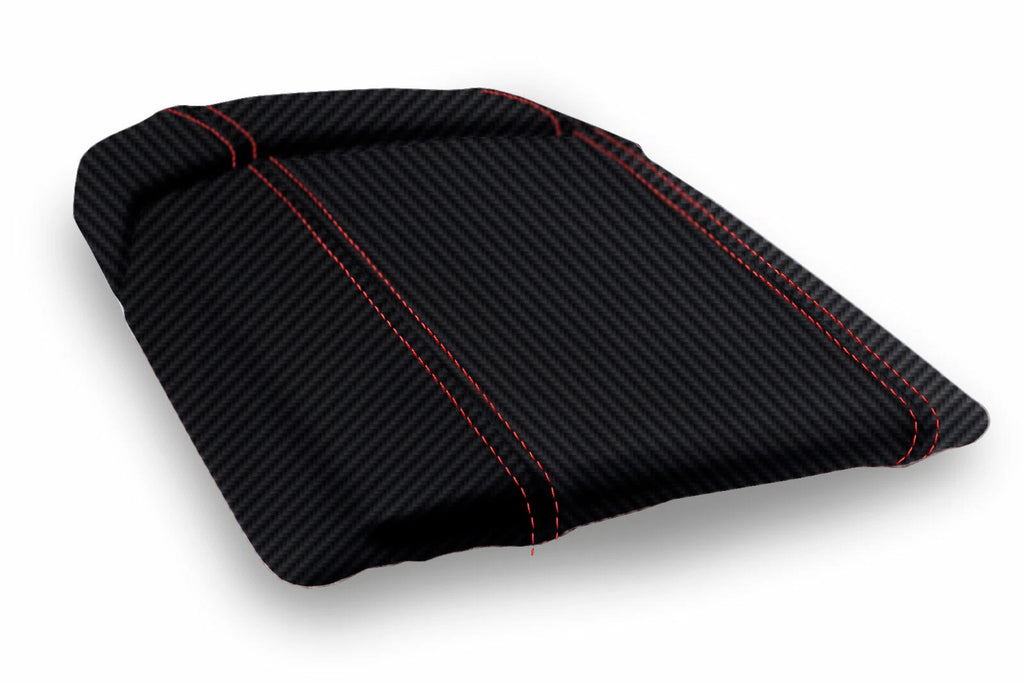 Console Lid Armrest Cover for Toyota 4Runner (2003–2009) Carbon Fiber Red Stitch