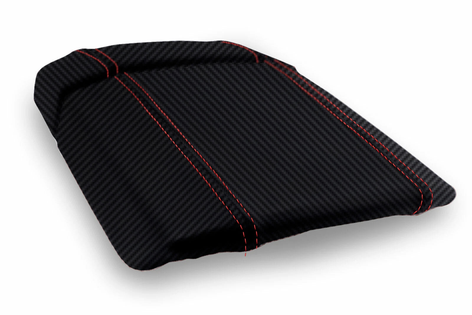 Console Lid Armrest Cover for Toyota 4Runner (2003–2009) Carbon Fiber Red Stitch