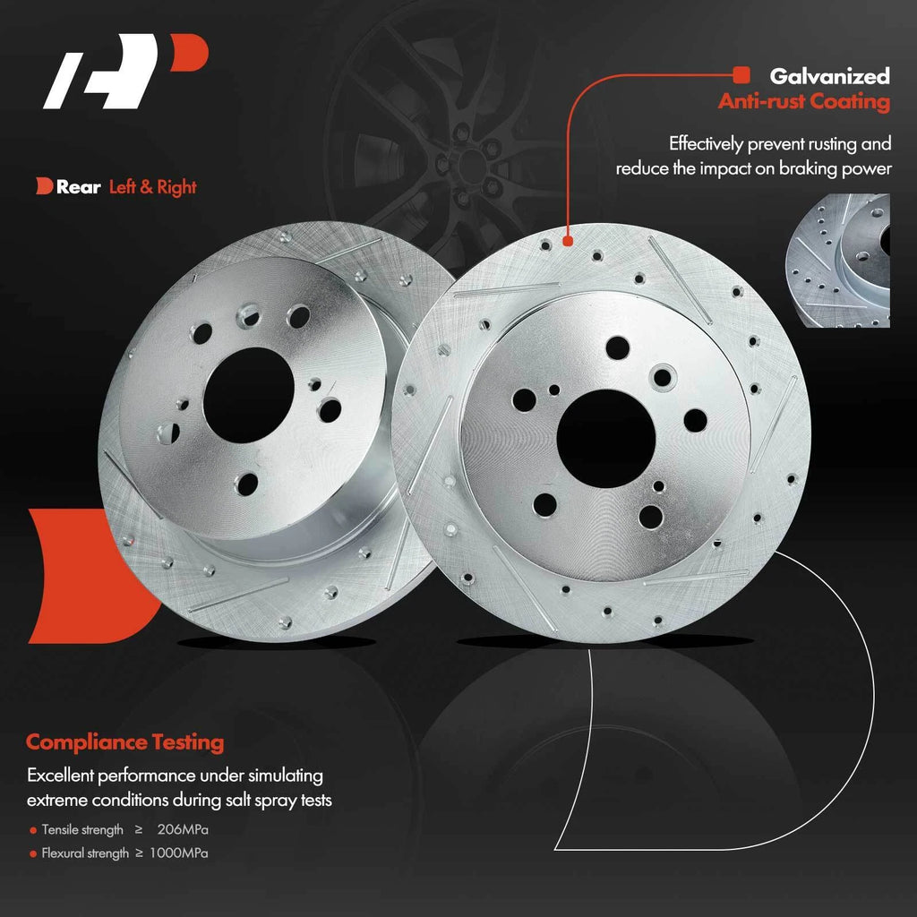 Rear Drilled Rotor Brake Pads & Caliper for Toyota Camry Avalon (2012–2017)