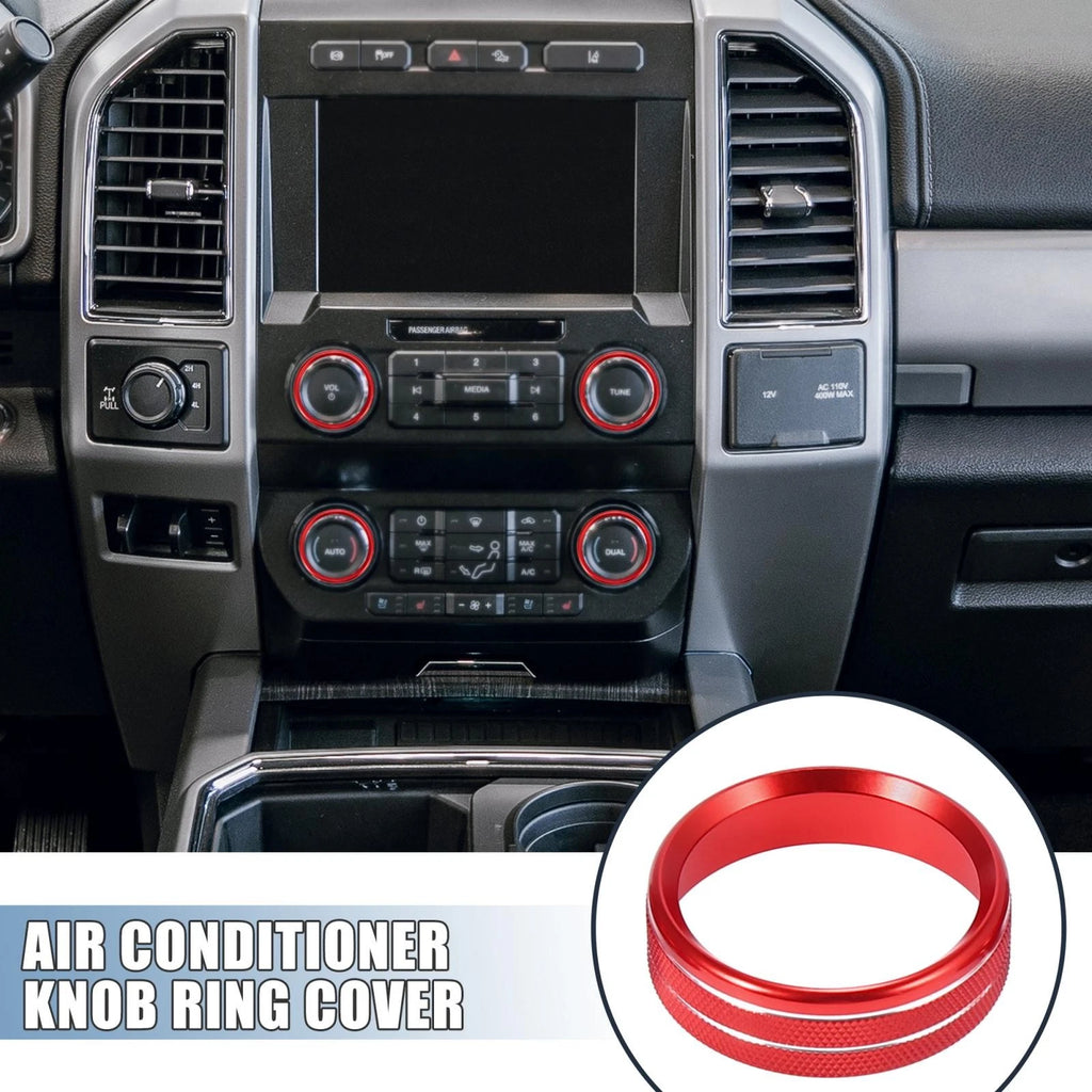 Set of 4 Air Conditioner Knob Ring Covers for Ford F150 XLT (2015–2019) Red
