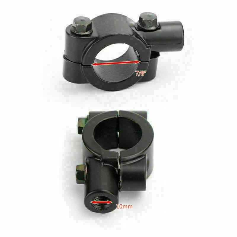 7/8" Bar Mirror Mount Holder Clamp Adaptor for Motorcycle (10mm M10)