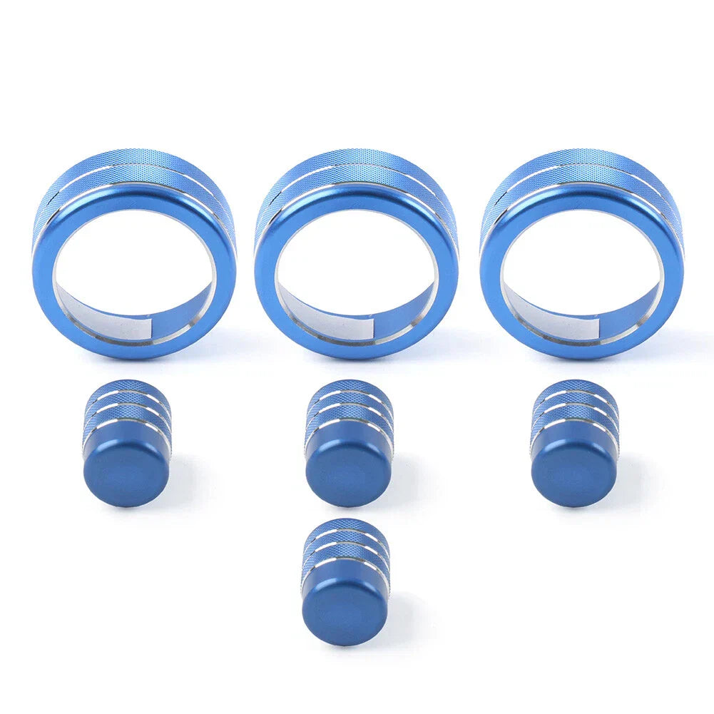 7x Switch Knob Ring Cover Trim for Honda Civic 2022+ CRV 2023-2024 Blue