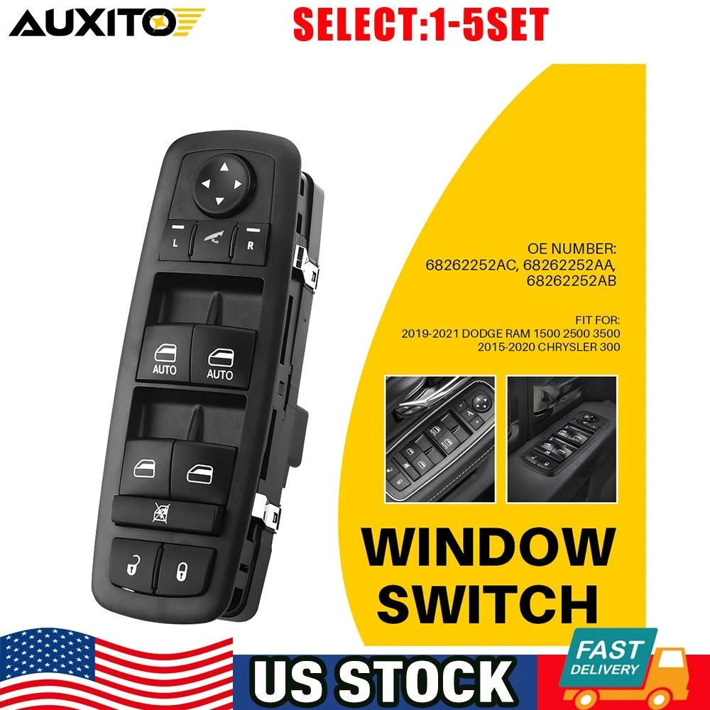 Front LH Driver Power Window Switch for Chrysler 300 (2015–2020) 68262252AC
