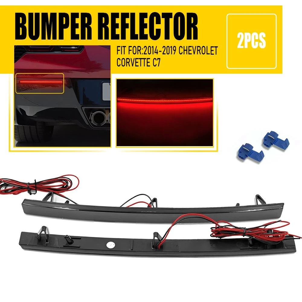 Smoked Red LED Rear Bumper Reflector Lights for Chevrolet Corvette C7 (2014–2019)