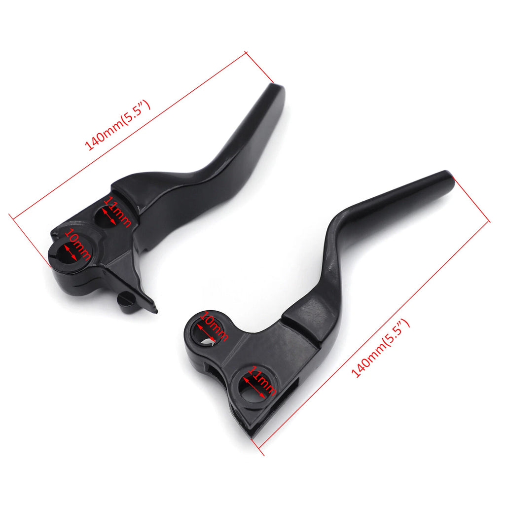Black Smooth Shorty Wide Brake Levers for Harley XL/Dyna/Softail (1996–2014)