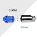 20Pc M12X1.25 Blue JDM Closed End Acorn Hex Wheel Lug Nuts + Extension 25mmx35mm