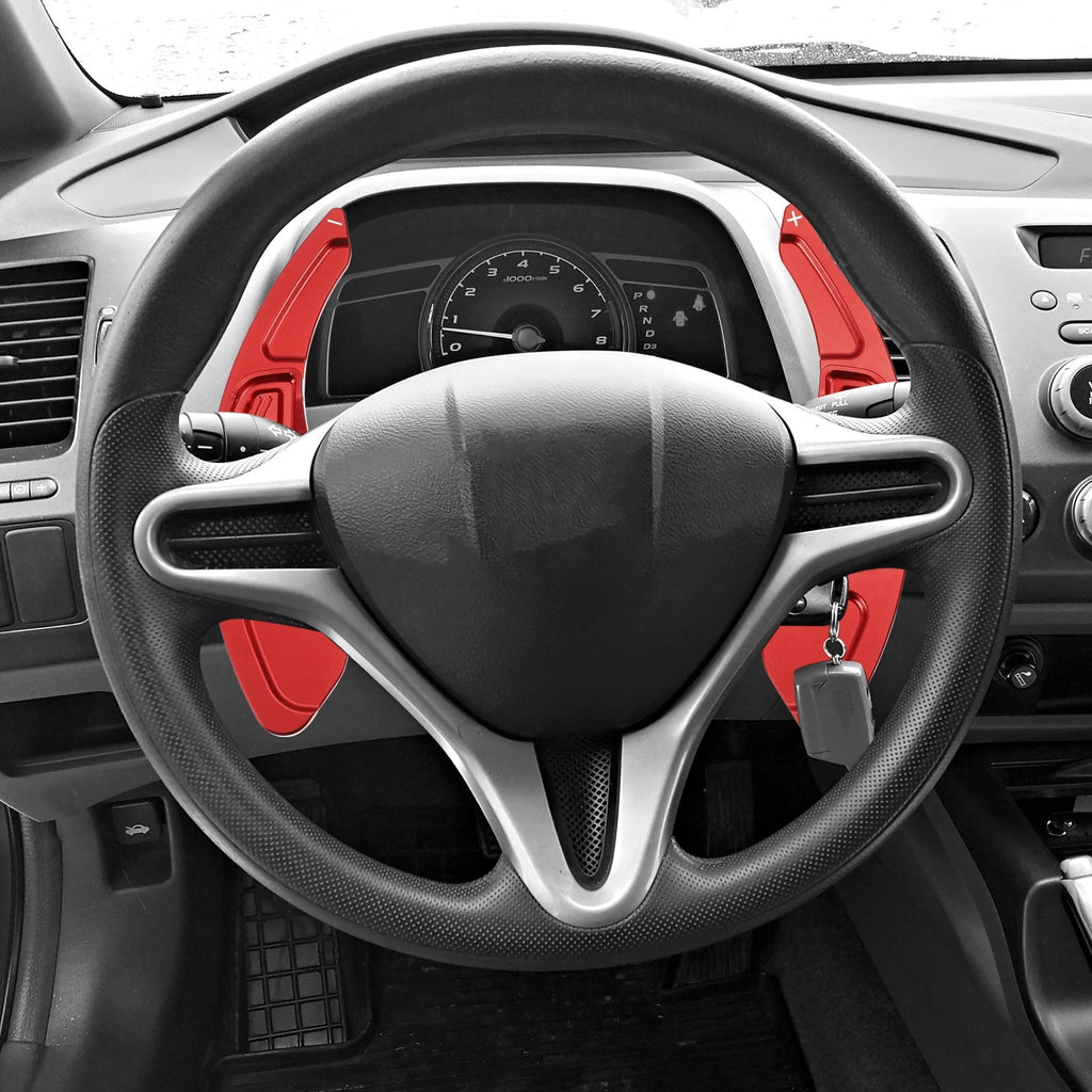 Red Steering Wheel Shift Paddle Shifter Cover for Honda Civic (2009–2011)