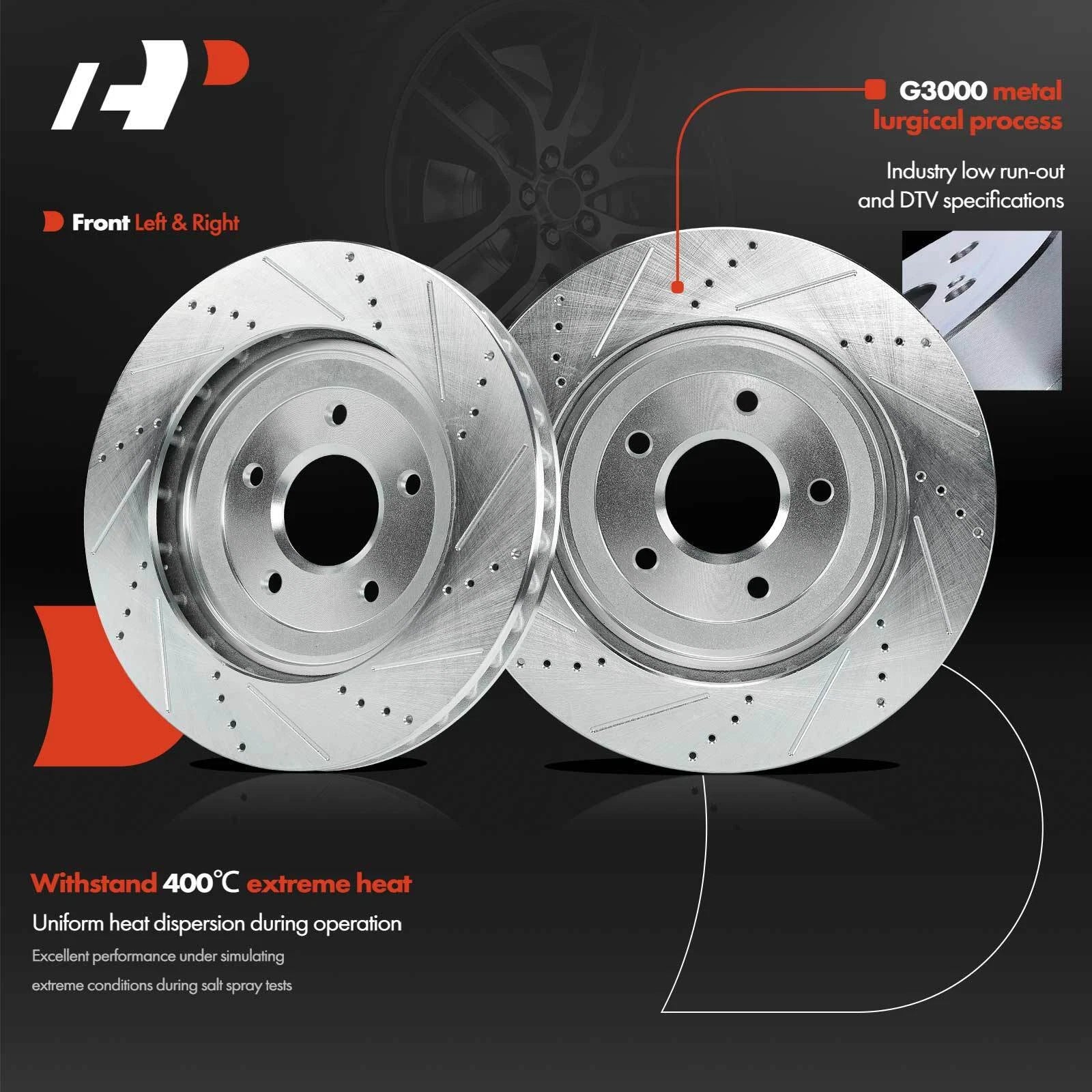 2X Front Drilled Brake Rotors for Chevy Corvette (1997-2004)