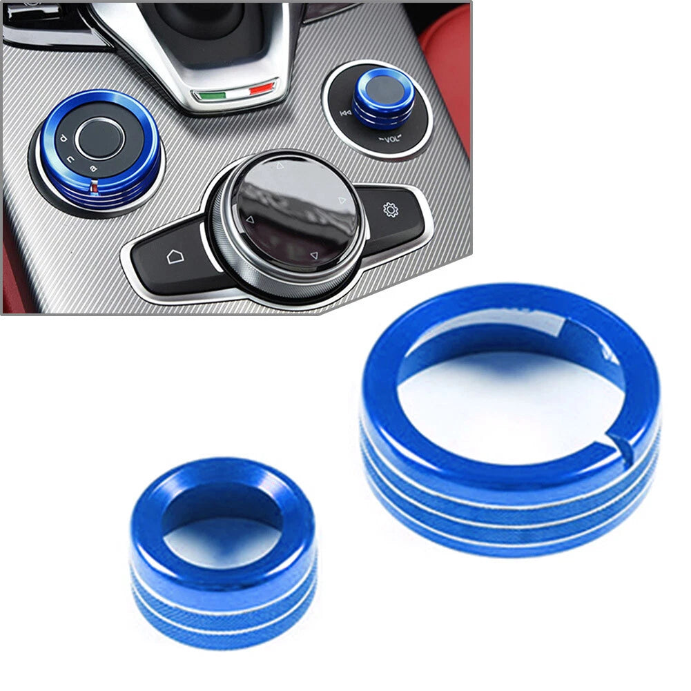 Blue Central Control Multimedia Knob Ring for Alfa Romeo Giulia Stelvio (2020–2021)