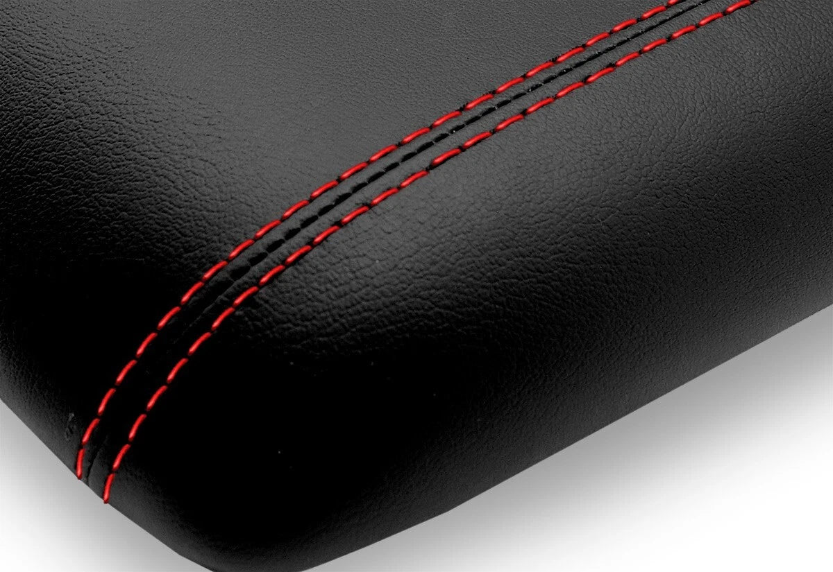 Leather Console Lid Armrest Cover for Ford Expedition (2003–2006) Red Stitch