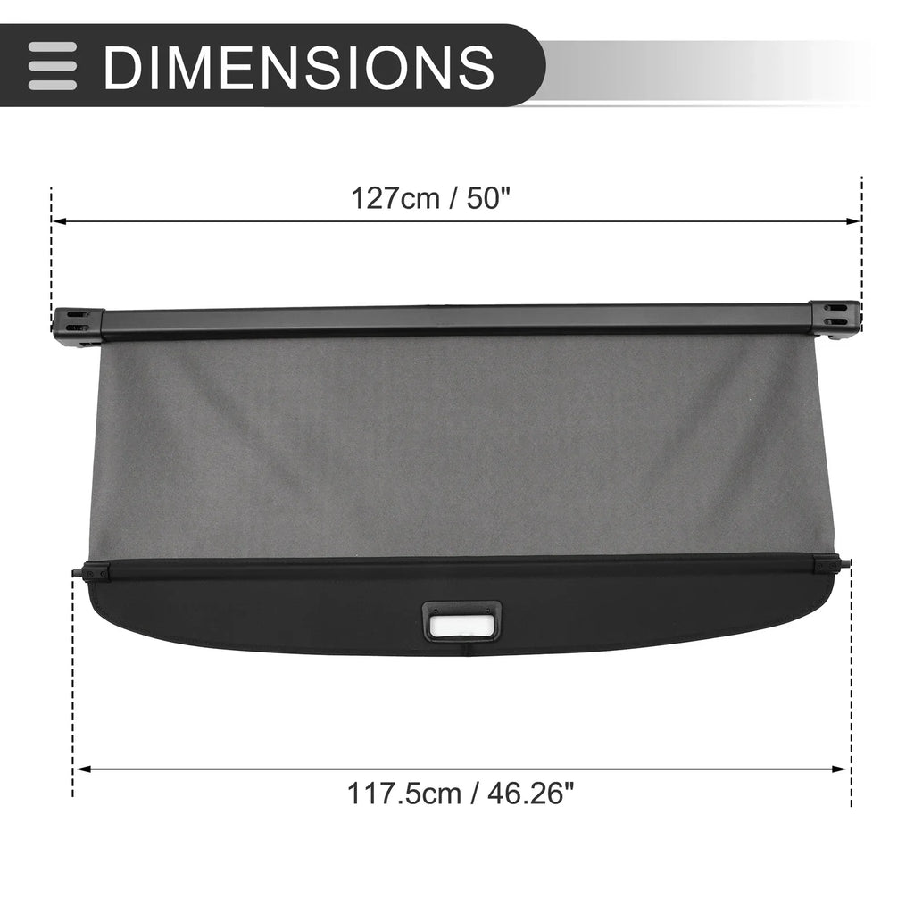 Retractable Cargo Cover for Dodge Durango 2011-2021 7 Seater Gloss Black
