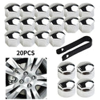 Set of 20 Nut Cap Wheel Bolts 17mm ABS Plastic Chrome