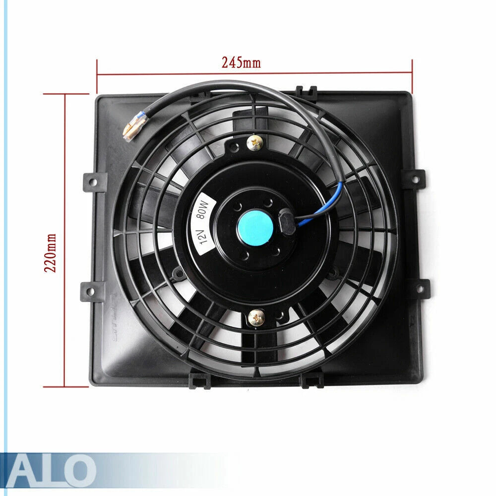 30 Row 10AN Engine Transmission Oil Cooler with 7" Fixed Fan Kit
