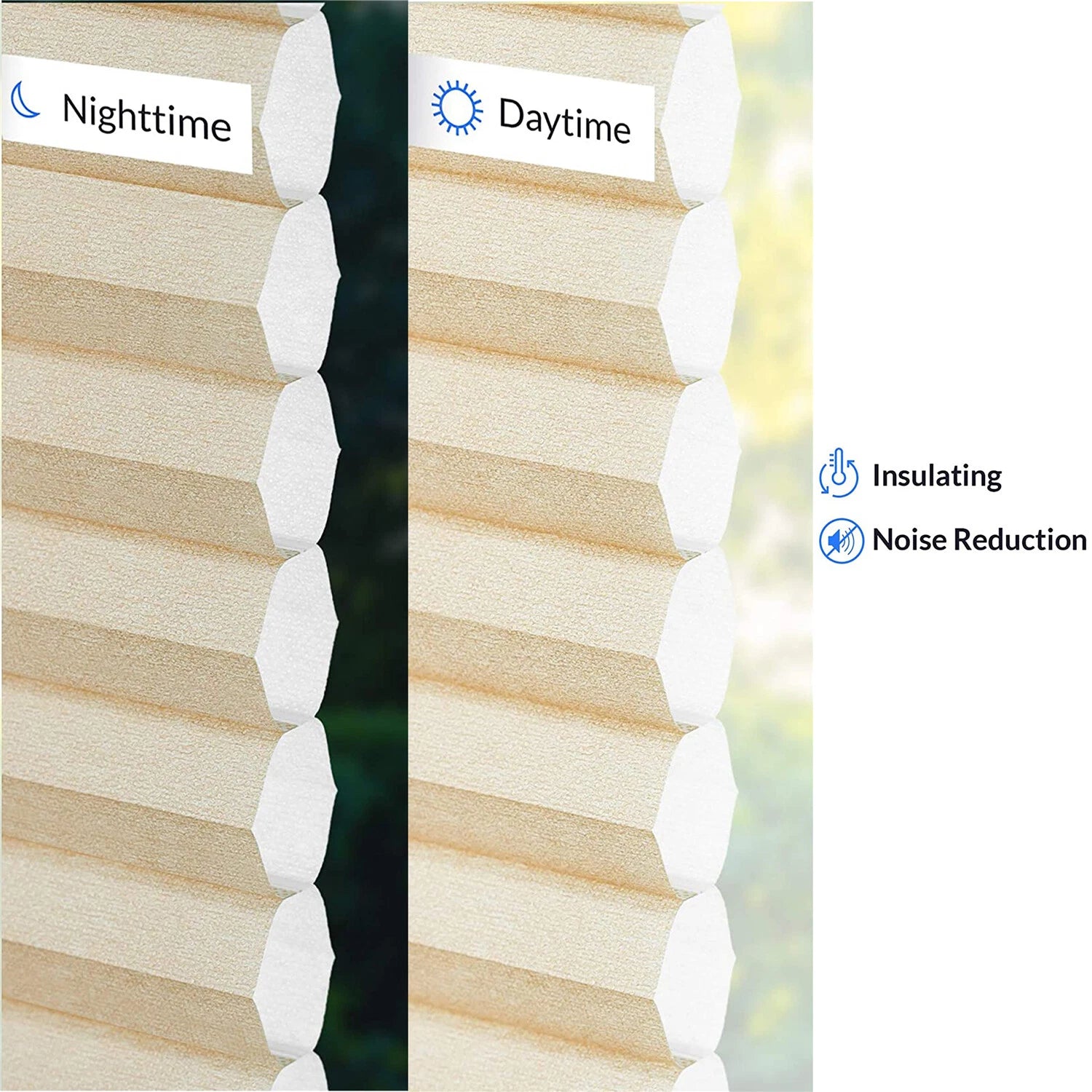 Cellular Shades for Window (71" W x 72" H) - Beige Privacy Light Filtering