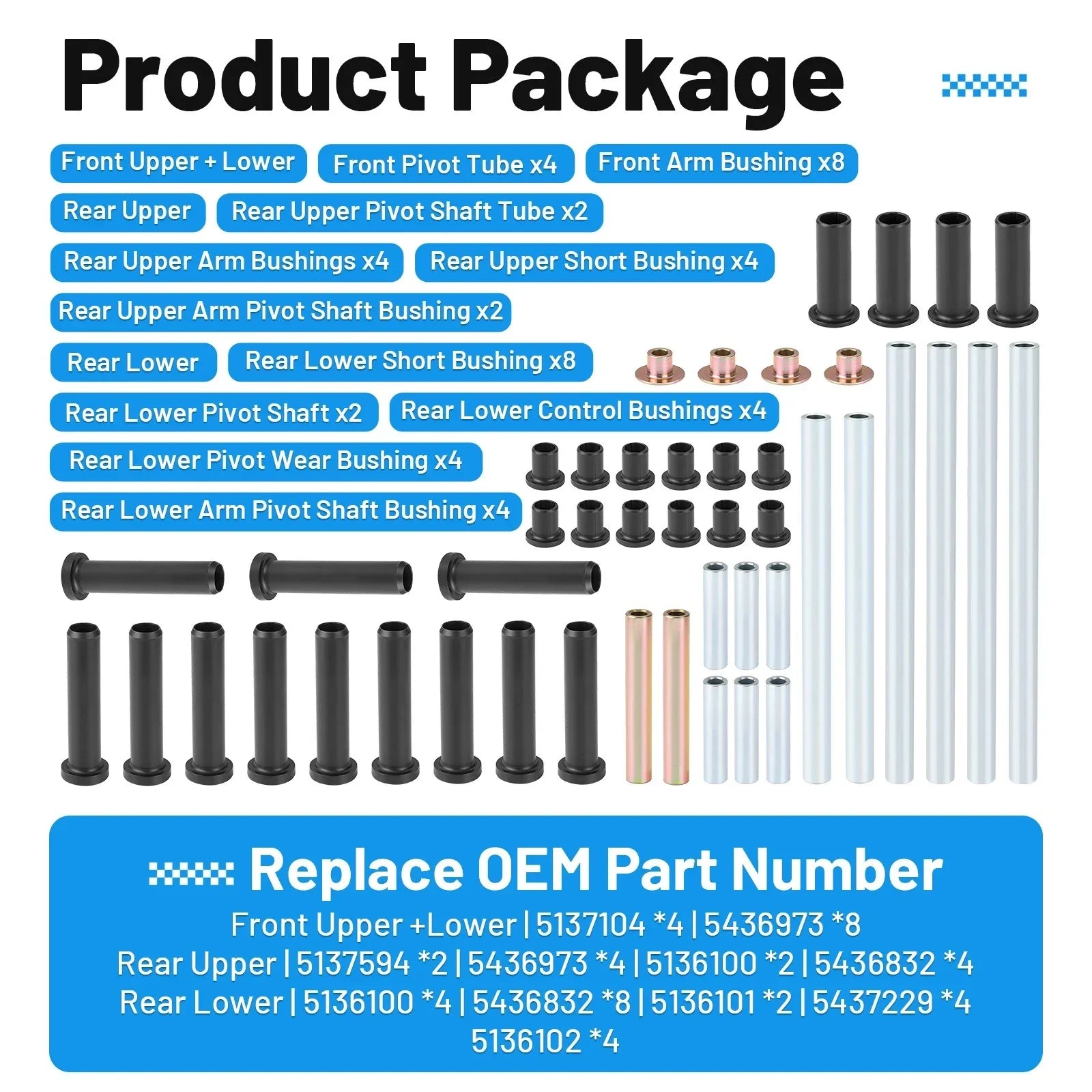 Front Rear A-Arm Bushing Kit for Polaris RZR 800 S (2008–2014)
