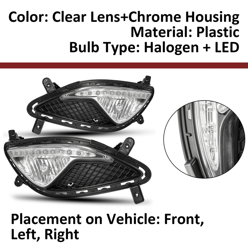 Set of 2 Clear Lens Fog Lights for Genesis Coupe (2013–2017)