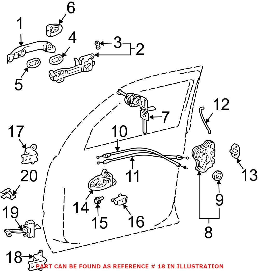 Front Passenger Right Lower Door Hinge for Lexus RX330 RX350 (2004–2006)