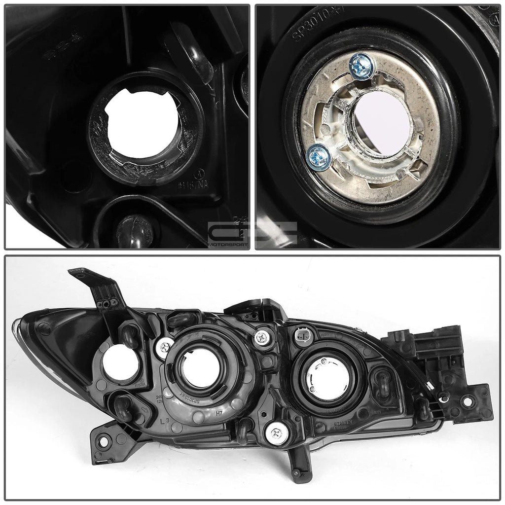 Set of 2 Black Housing Clear Euro Projector Headlights for Mazda 3 (2004–2009)