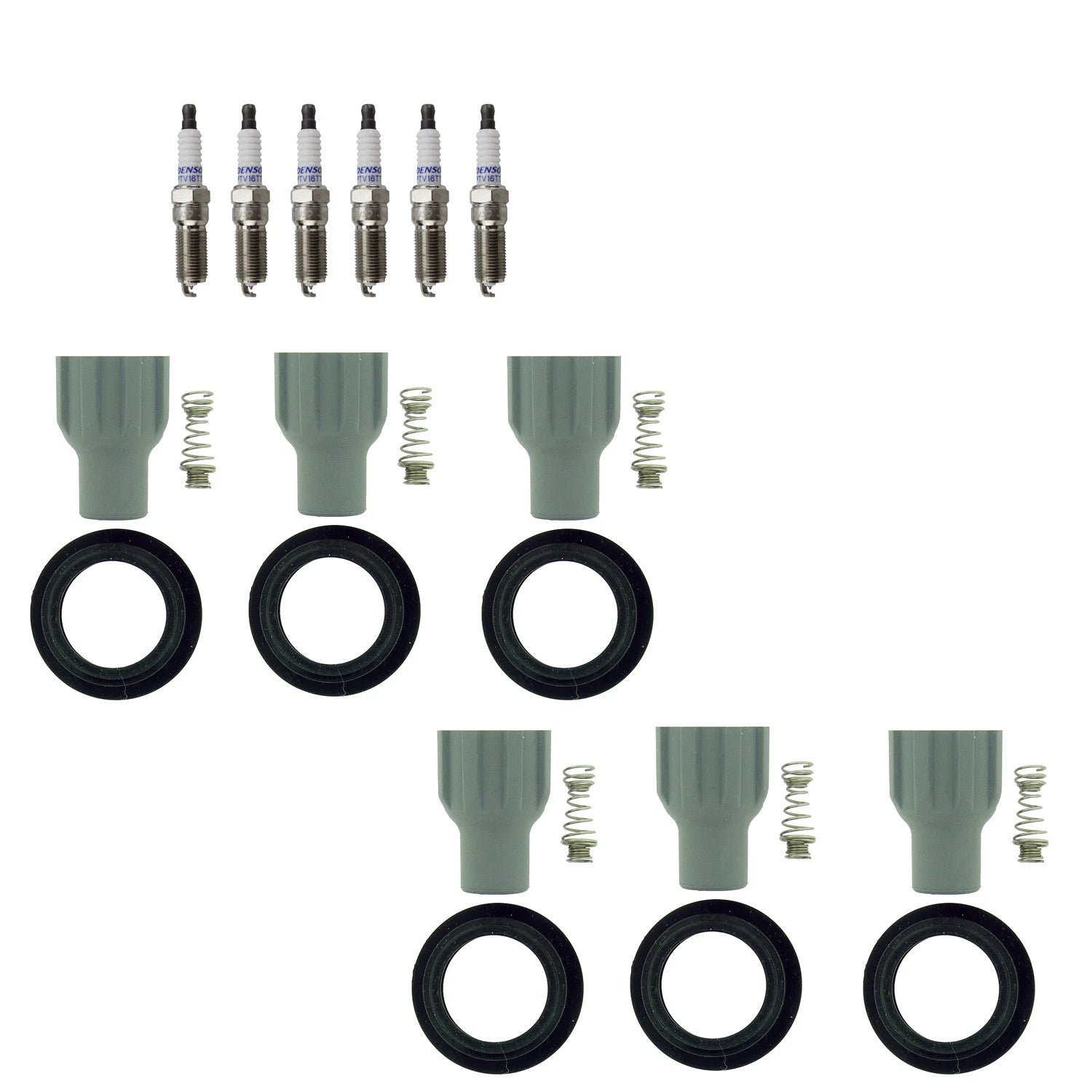 Denso 6 Platinum TT Spark Plugs & NGK Ignition Coil Boots Kit for Aura CTS Equinox G6 (2007–2009)