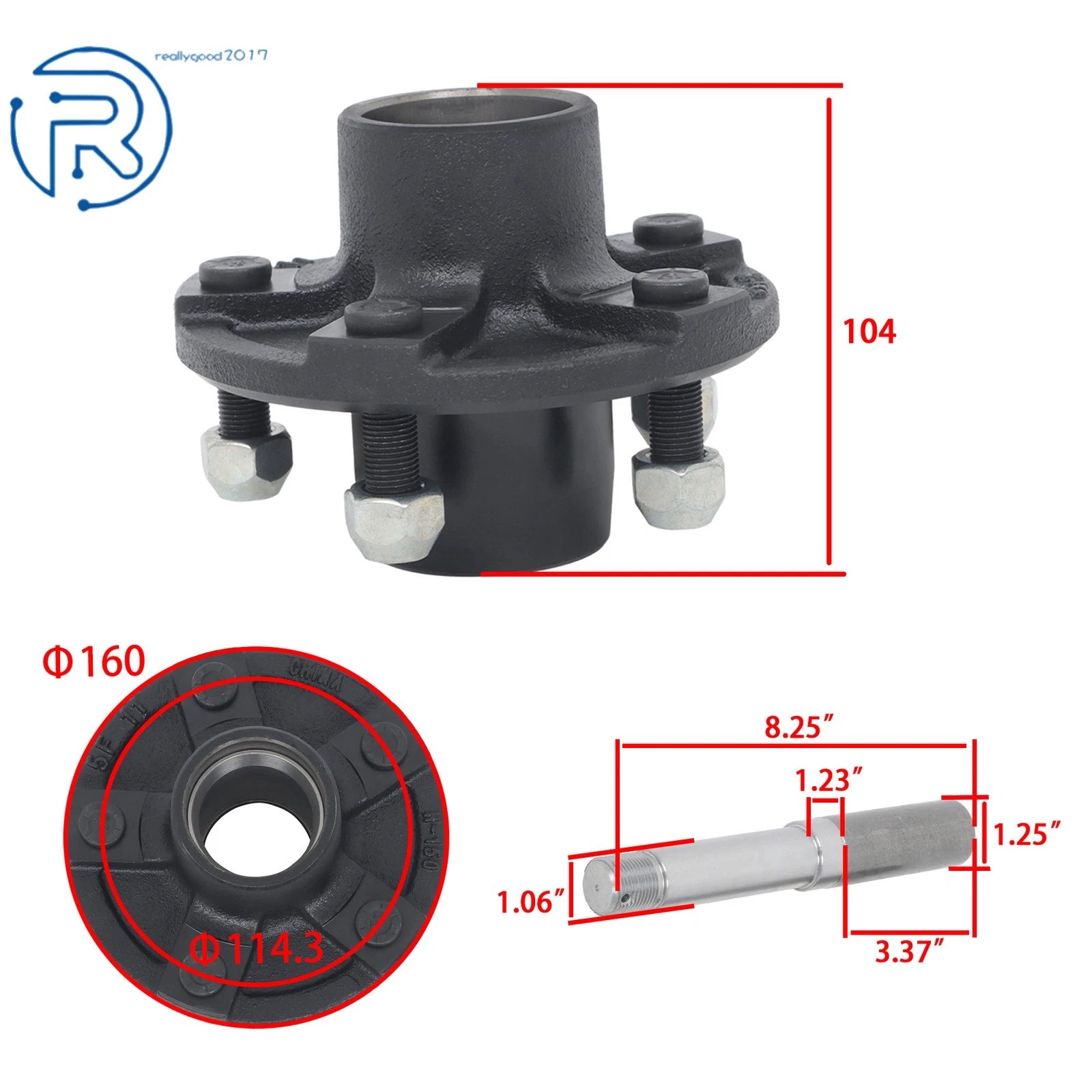 Pair Trailer Hub Bearings Assembly for 5 Lug Axles (Round 1-1/16")