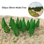100pc Mini Pine Trees for Train Railroad Diorama Scenery