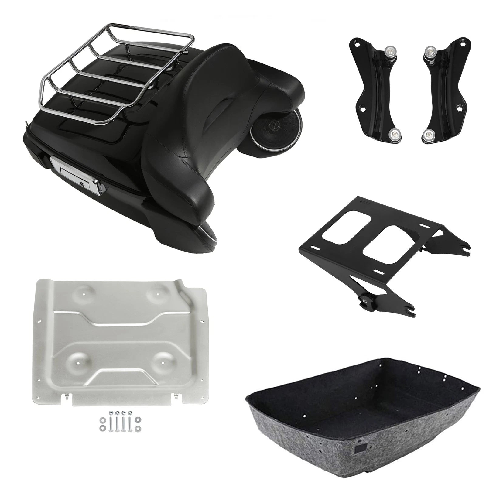 Trunk Backrest Light Rack Speakers Mount Plate for Harley Touring (2014–2026)