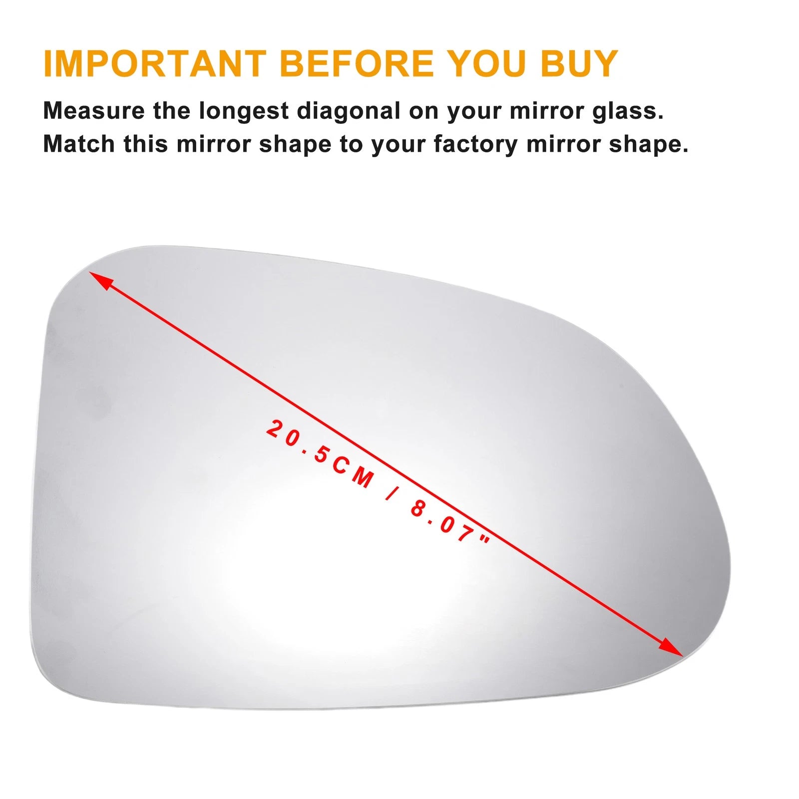 Right Side White Mirror Glass for Hyundai Santa Fe (Non-heated)