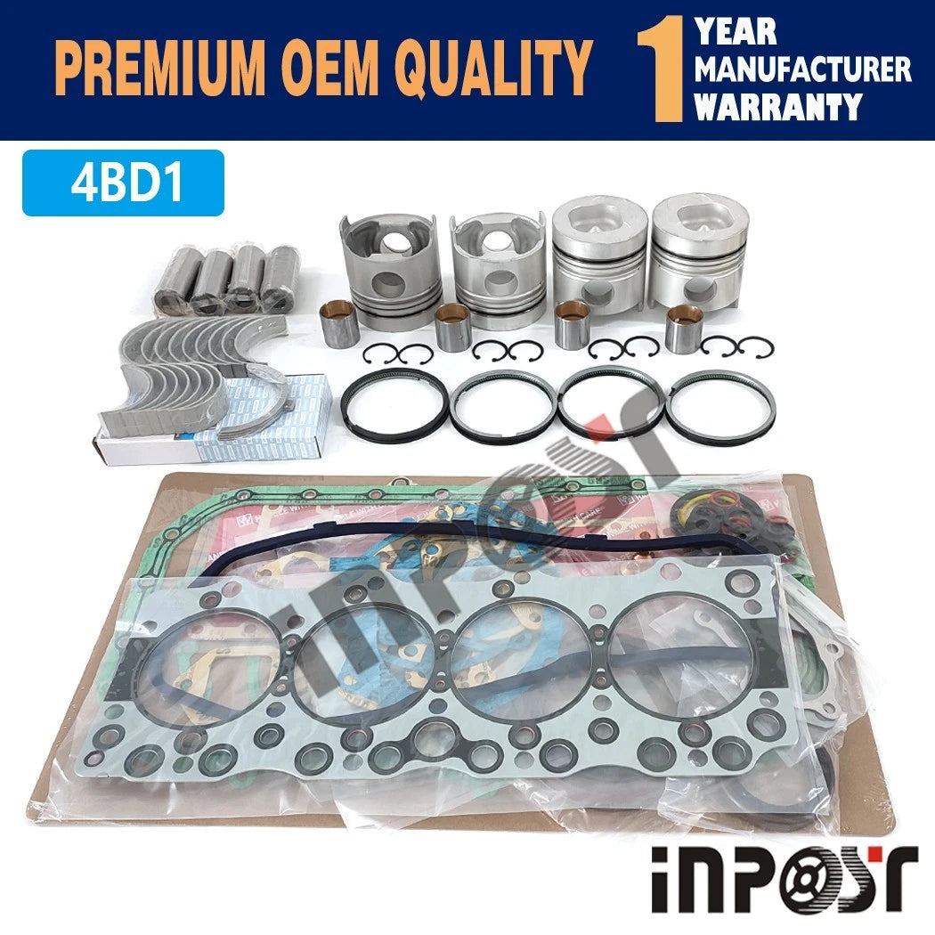 Engine Rebuild Kit for Isuzu NPR NQR (4BD1 4BD1T, 3.9L, STD Piston Bearing Gasket)