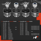 Set of 4 Front Lower & Upper Suspension Ball Joints for Chevy K5 Blazer