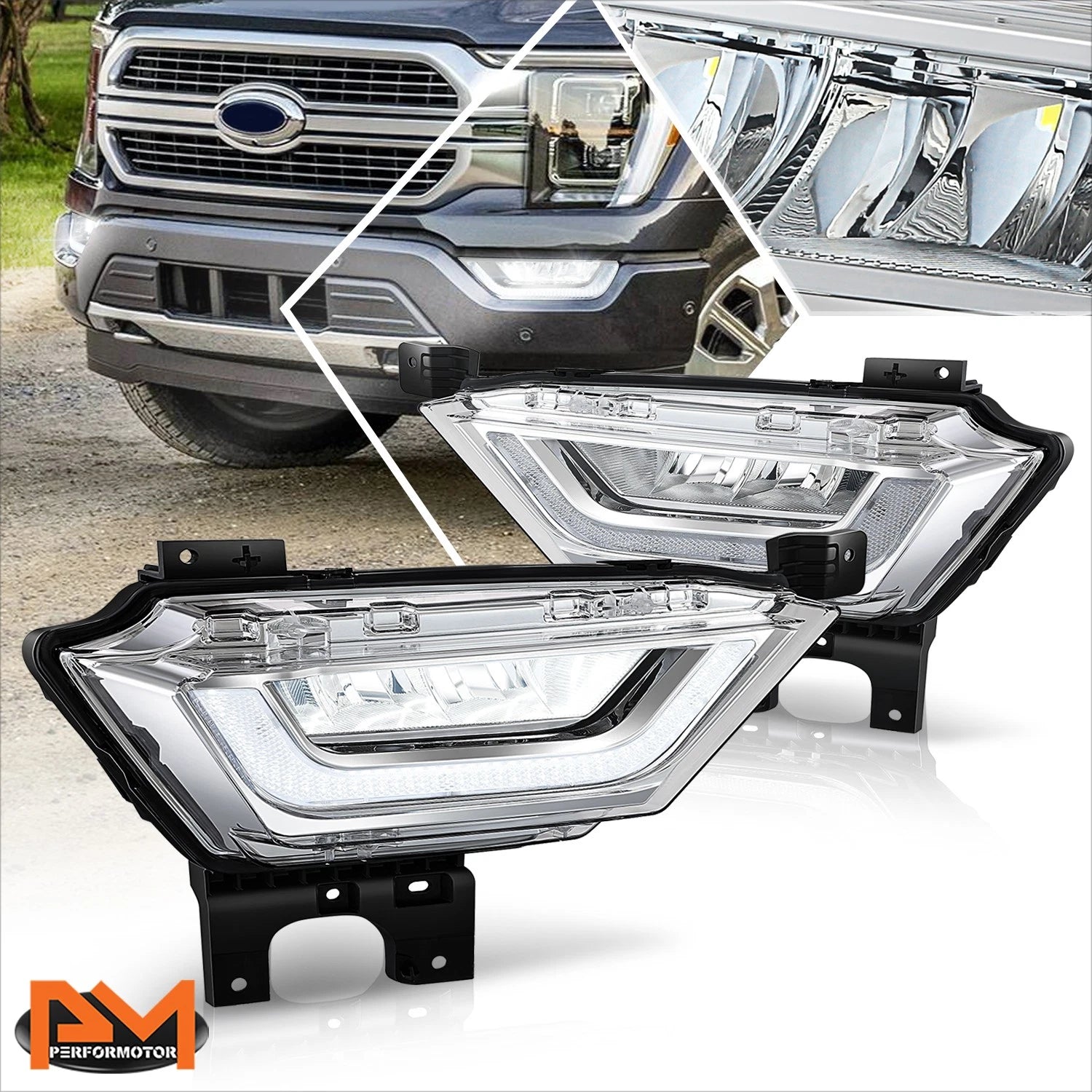 LED Chrome Housing Fog Lights for Ford F-150 (2021–2023)