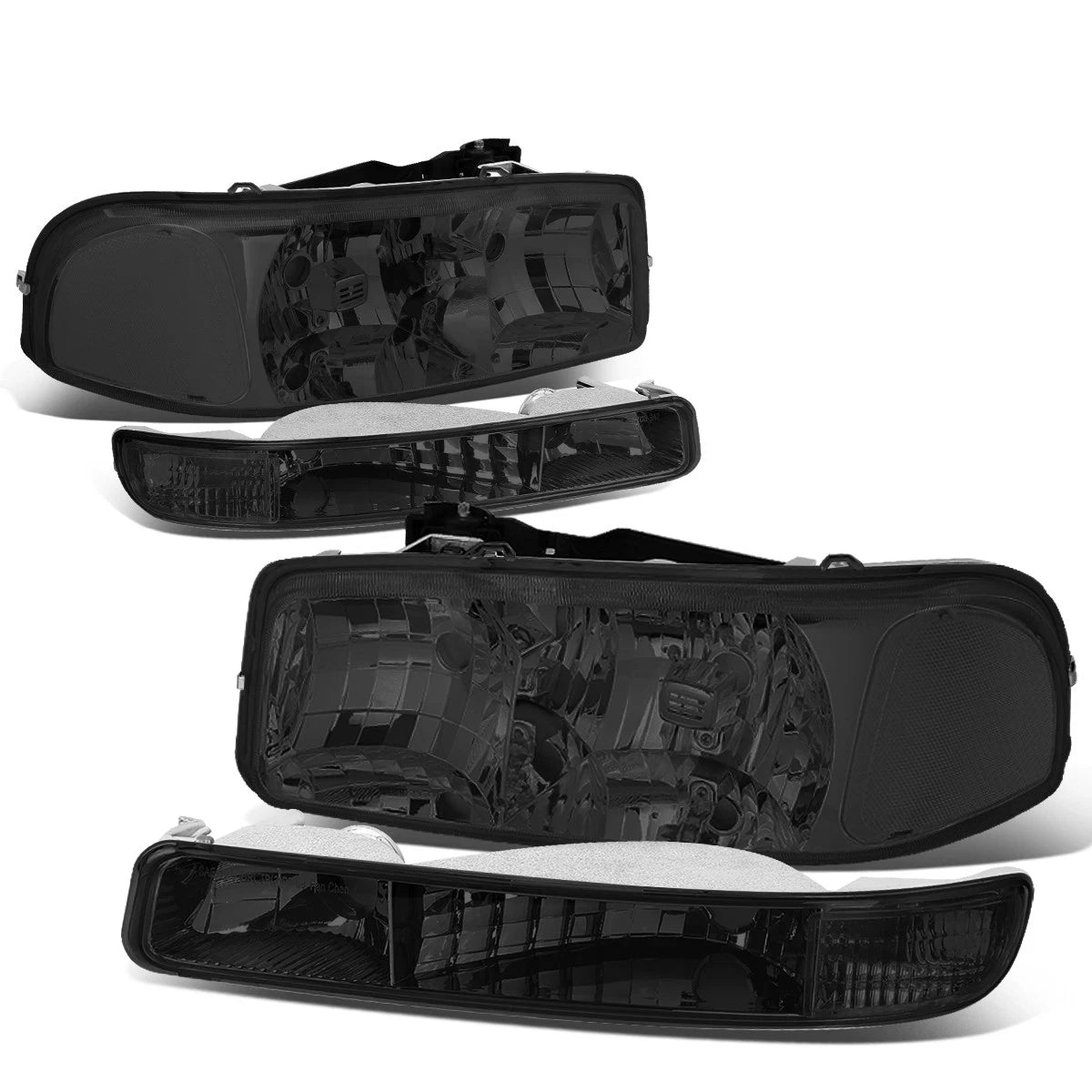 Smoked Headlight, Bumper, Clear Corner, LED Fog Light Kit for GMC Sierra/Yukon (1999–2006)