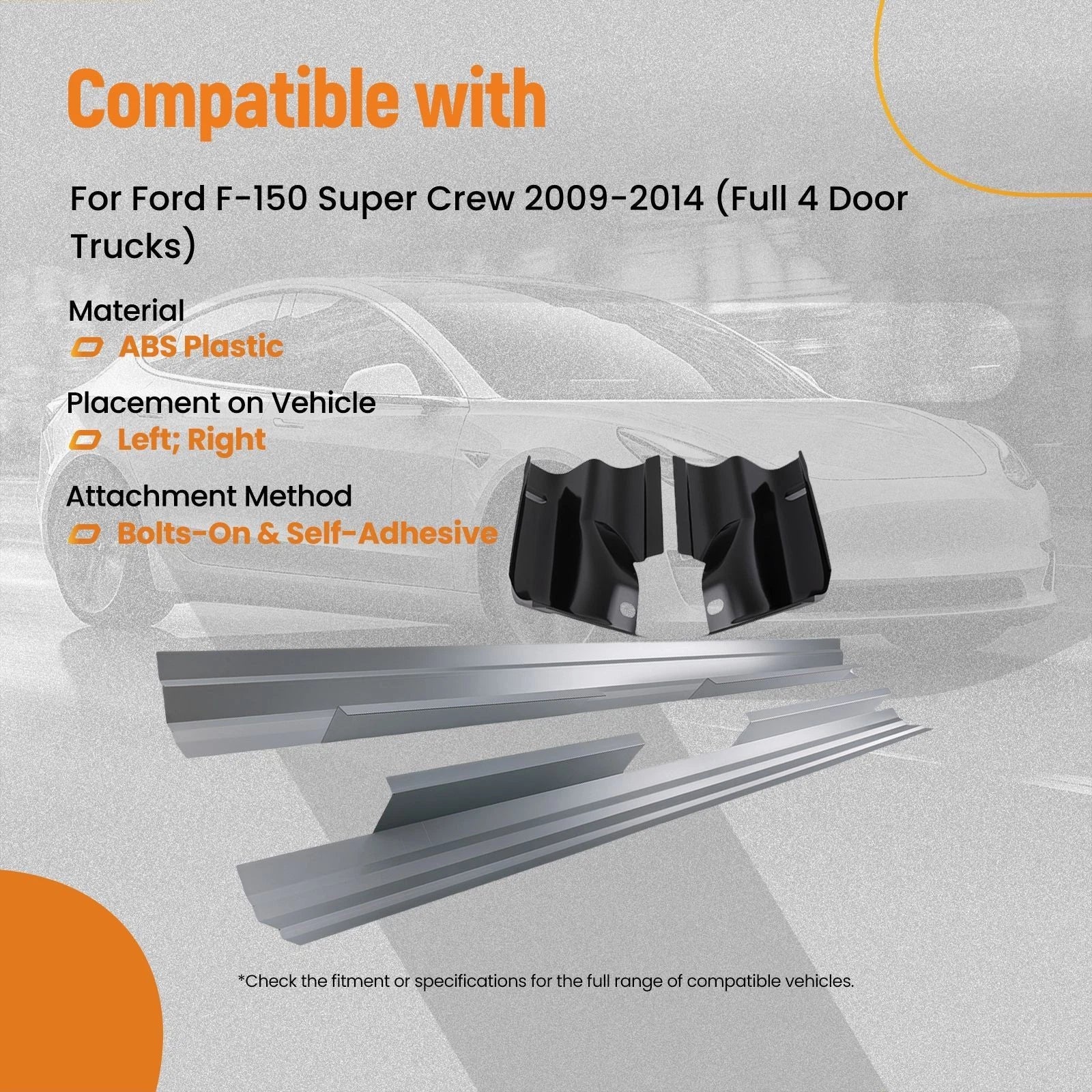 Set of 4 Outer Rocker Panels & Cab Corners for Ford F-150 Super Crew (2009–2014)