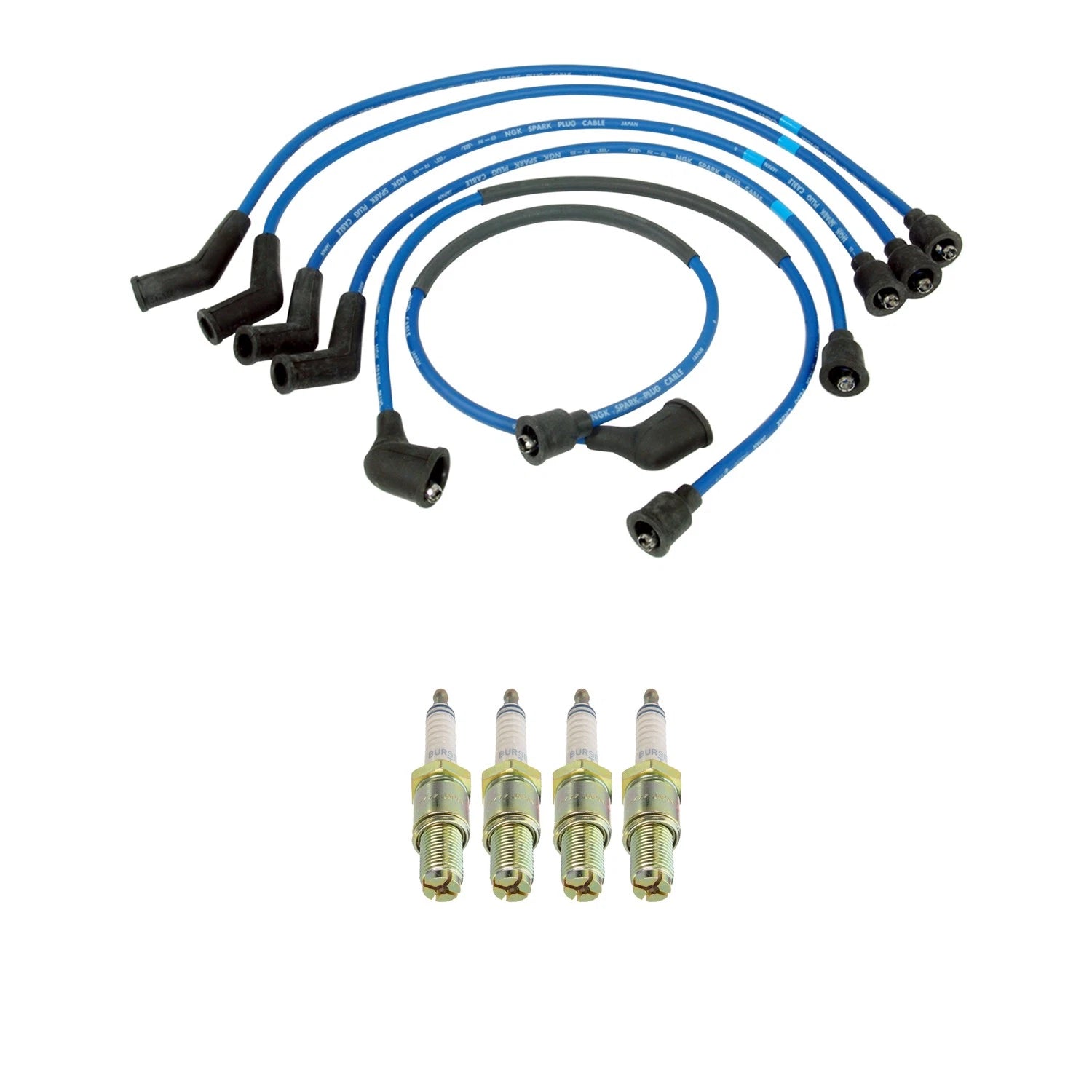 NGK 7mm Wire Set 4 Platinum Spark Plugs for Mazda RX-7 (1978–1985)